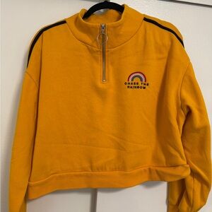 Yellow half zip crew neck sweater